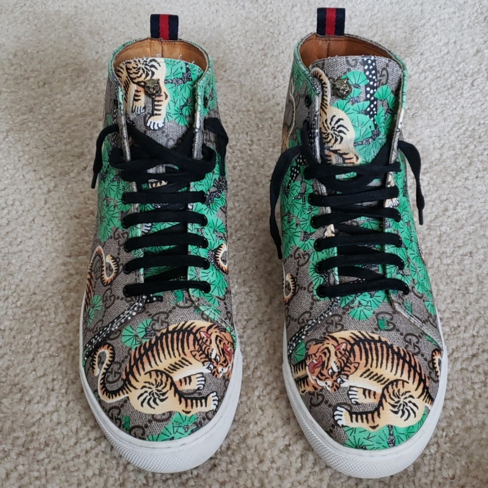 Gucci Tiger leather high top sneakers